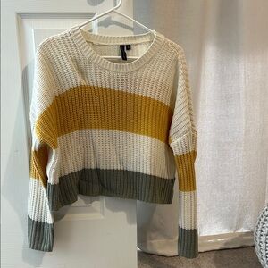 moon & madison White and Yellow Color-Block Sweater